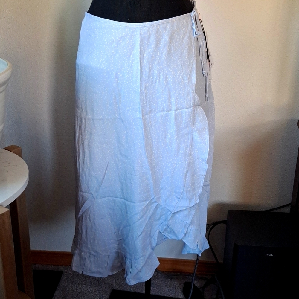 Asymmetrical Light Blue Wrap Skirt